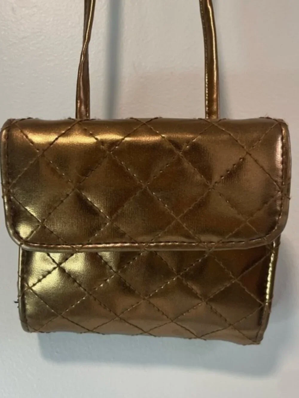 Tri-Fold Rose Gold Quilted Wallet / Crossbody  Mini Purse